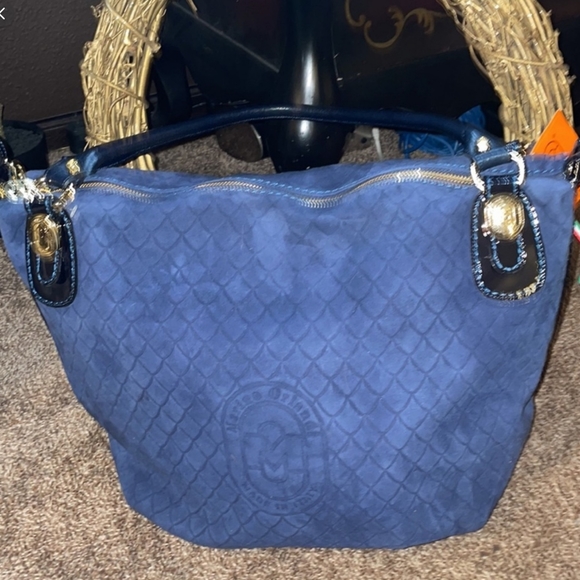 😍NWT Marino Orlandi Made in Italy Blue Suede Purse - Picture 10 of 15
